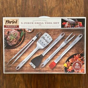Parini Stainless Steel BBQ Tool Set with Red Accents